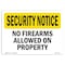 Signmission OSHA Security Sign, 7" Height, 10" Width, Rigid Plastic, No Firearms Allowed On Property, Landscape OS-SN-P-710-L-11602 - alternate 1